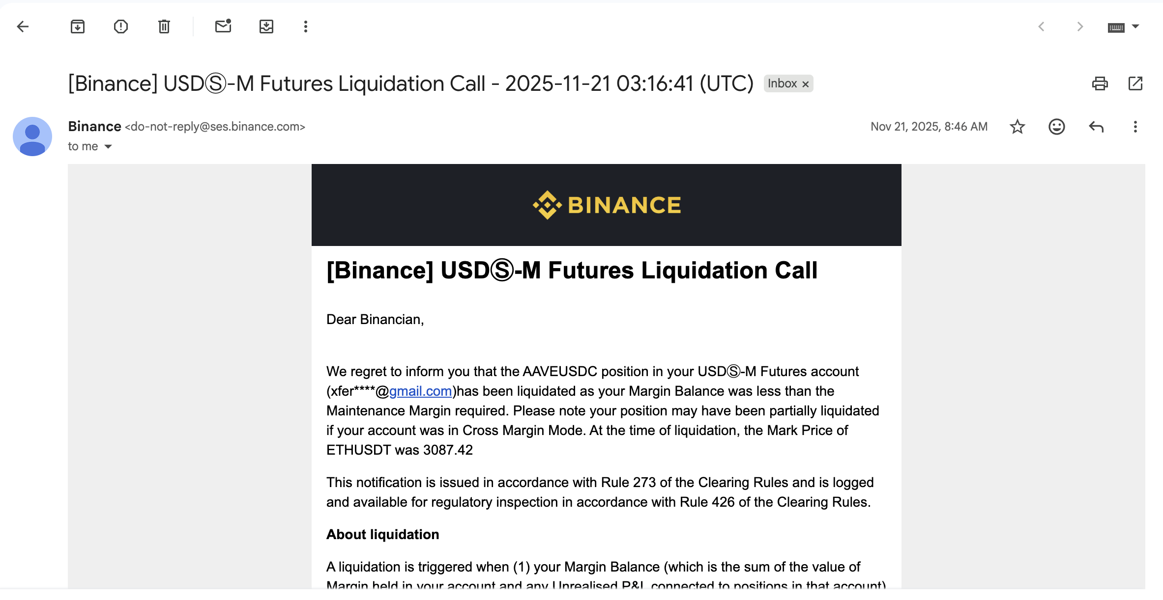 Liquidation email screenshot 2