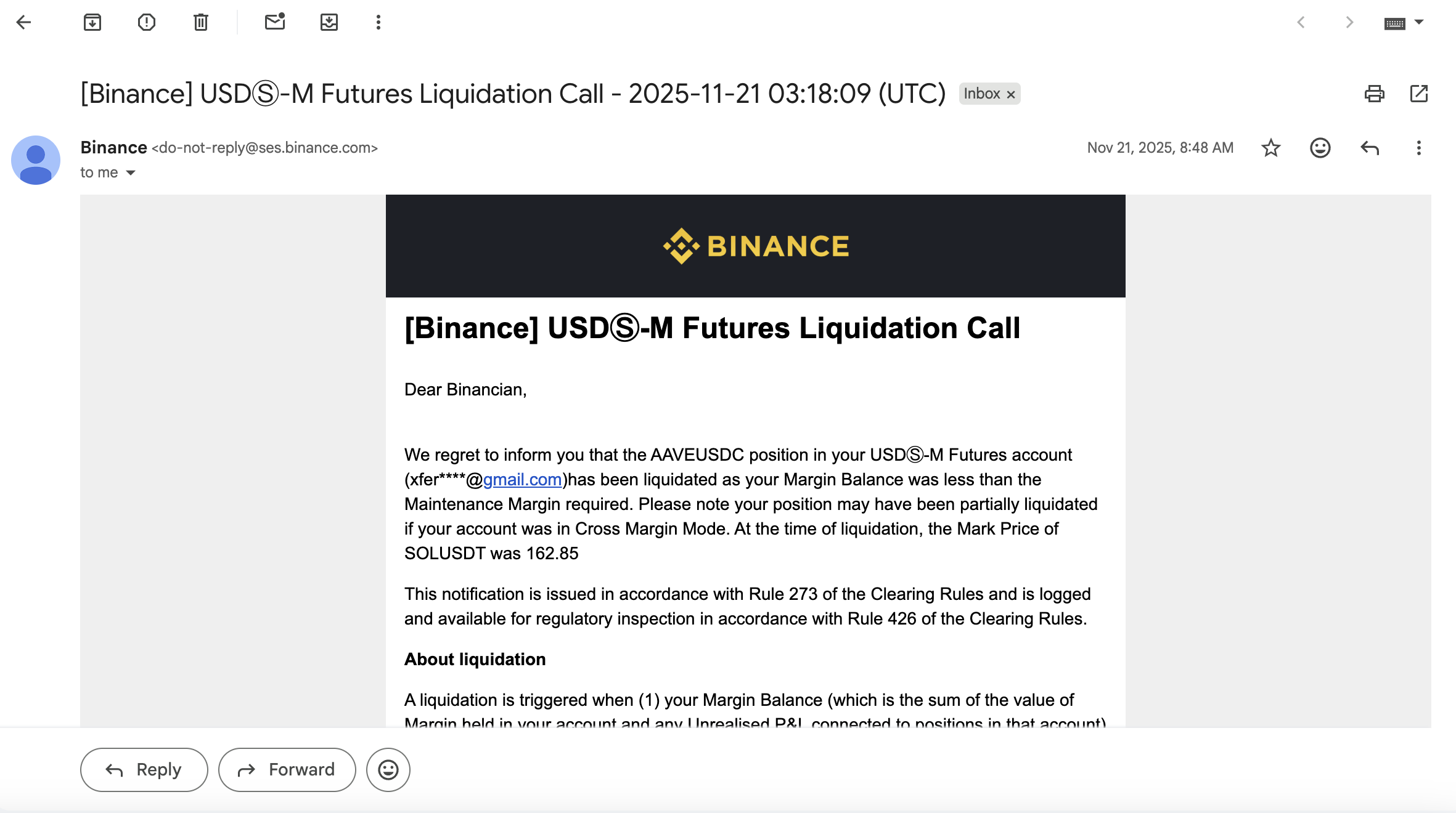 Liquidation email screenshot 3