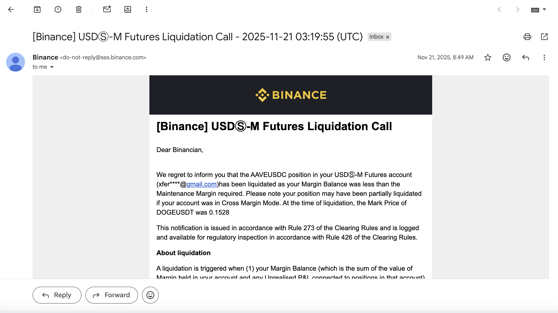 Liquidation email screenshot 4