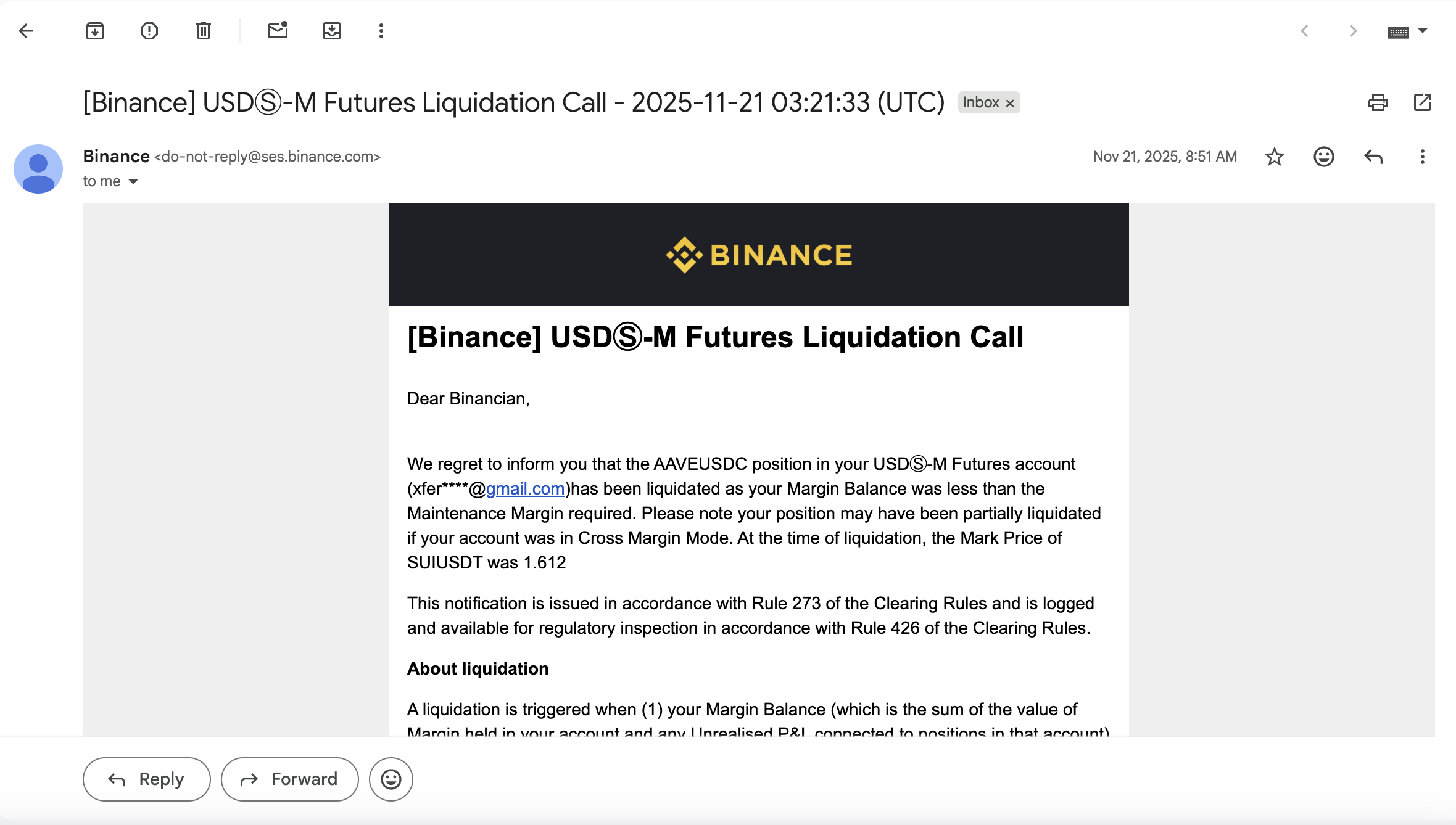 Liquidation email screenshot 5
